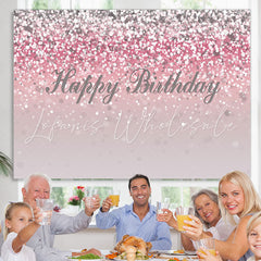 Lofaris Pink and Silver Bokeh Happy Birthday Backdrop for Girl