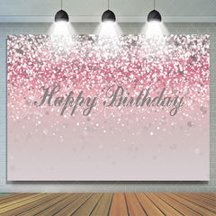 Lofaris Pink and Silver Bokeh Happy Birthday Backdrop for Girl