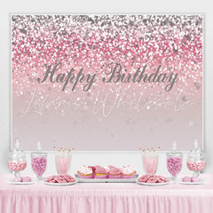 Lofaris Pink and Silver Bokeh Happy Birthday Backdrop for Girl