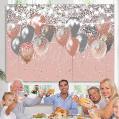 Lofaris Pink And Silver Bokeh Glitter Balloons Birthday Backdrop