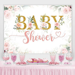 Lofaris Pink and white floral Baby shower Backdrop for girl