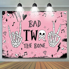 Lofaris Pink Bad Two The Bone Halloween Birthday Backdrop