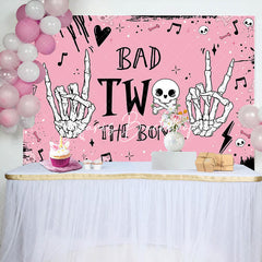 Lofaris Pink Bad Two The Bone Halloween Birthday Backdrop