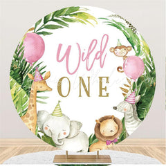 Lofaris Pink Balloon Animals Wild One Birthday Circle Backdrop