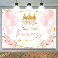 Lofaris Pink Balloon Floral Princess 1st Birthday Backdrop