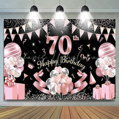 Lofaris Pink Balloon Glitter 70th Birthday Party Backdrop