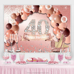 Lofaris Pink Balloons And Glitter Heels 40th Birthday Backdrop