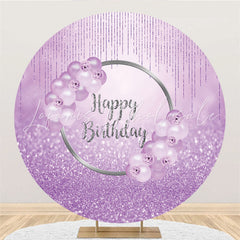 Lofaris Pink Balloons Round Glitter Bokeh Happy Birthday Backdrop