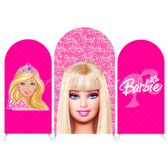 Pink Barbie Head Happy Birthday Party Arch Backdrop Wall Cloth Cover