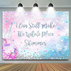 Lofaris Pink Blue Disco Ball Shimmer Birthday Party Backdrop