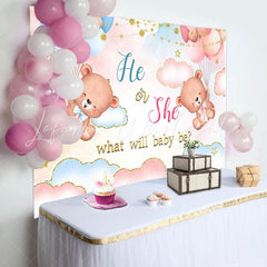 Lofaris Pink Blue Gold Clouds Bears Gender Reveal Backdrop