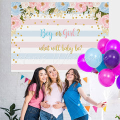 Lofaris Pink Blue Stripes Cute Baby Shower Backdrop