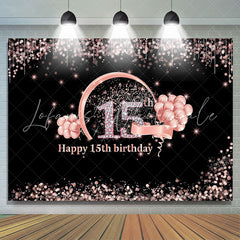 Lofaris Pink Bokeh Glitter Balloons 15th Happy Birthday Backdrop