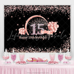 Lofaris Pink Bokeh Glitter Balloons 15th Happy Birthday Backdrop