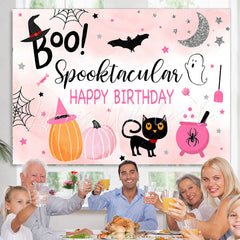 Lofaris Pink Boo Spooktacular Fun Halloween Birthday Backdrop