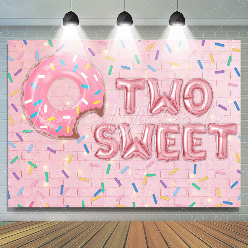 Lofaris Pink Brick And Donut 2nd Sweet Birthday Party Backdrop