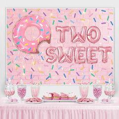 Lofaris Pink Brick And Donut 2nd Sweet Birthday Party Backdrop