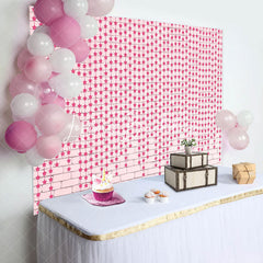 Lofaris Pink Brick Wall Little Stars Baby Shower Backdrop