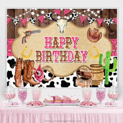 Lofaris Pink Bunting Board Ranch Birthday Backdrop For Girl