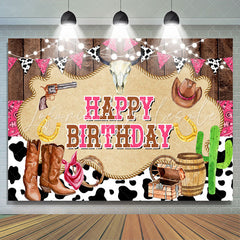 Lofaris Pink Bunting Board Ranch Birthday Backdrop For Girl