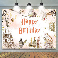 Lofaris Pink Candle Eagles Castle Happy Birthday Backdrop