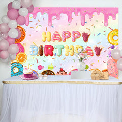 Lofaris Pink Creamy Colorful Donut Cupcake Birthday Backdrop