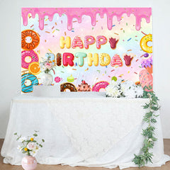 Lofaris Pink Creamy Colorful Donut Cupcake Birthday Backdrop