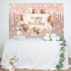 Lofaris Pink Creamy Glitter Balloon Ribbon Birthday Backdrop