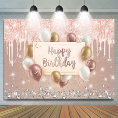 Lofaris Pink Creamy Glitter Balloon Ribbon Birthday Backdrop