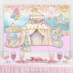 Lofaris Pink Curcus With Colorful Dot And Balloons Backdrop