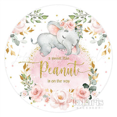 Lofaris Pink Elephant Flowers Cute Round Baby Shower Backdrop