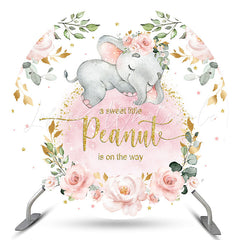 Lofaris Pink Elephant Flowers Cute Round Baby Shower Backdrop