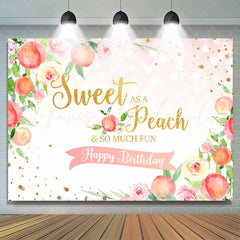 Lofaris Pink Floral And Peach Happy Birthday Backdrop For Kids