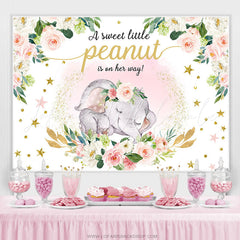 Lofaris Pink Floral Elephant On Her Way Baby Shower Backdrop