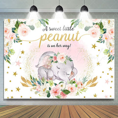 Lofaris Pink Floral Elephant On Her Way Baby Shower Backdrop