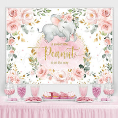 Lofaris Pink Floral Glitter Elephant Theme Baby Shower Backdrop