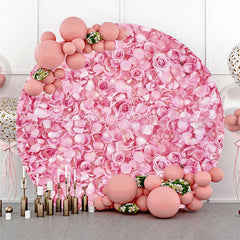 Lofaris Pink Floral Petals Romantic Round Wedding Backdrop