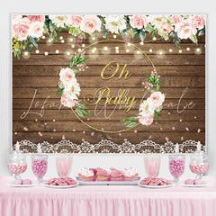 Lofaris Pink Floral And Golden Glitter Baby Shower Backdrop