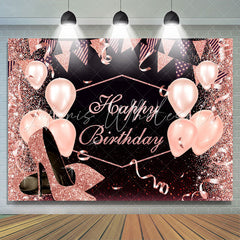 Lofaris Pink and Black Heels Happy Birthday Backdrop for Women