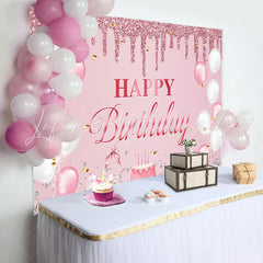 Lofaris Pink Glitter Balloon Cake Diamond Birthday Backdrop