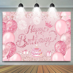 Lofaris Pink Glitter Balloons Cake Girls Birthday Backdrop