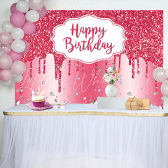 Lofaris Pink Glitter Diamond Birthday Backdrop For Girl