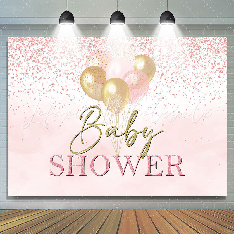 Lofaris Pink Glitter Dots Balloons Baby Shower Backdrop