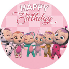 Lofaris Pink Glitter Happy Baby Round Birthday Party Backdrop