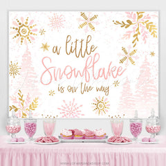 Lofaris Pink Gold Snowflake Is On The Way Baby Shower Backdrop