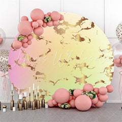 Lofaris Pink Green Round Gold Abstract Birthday Party Backdorp