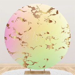 Lofaris Pink Green Round Gold Abstract Birthday Party Backdorp