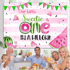 Lofaris Pink Green Watermelon Our Sweet Is 1st Birthday Backdrop