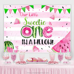 Lofaris Pink Green Watermelon Our Sweet Is 1st Birthday Backdrop