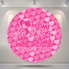 Lofaris Pink Heart Come On Lets Go Party Round Backdrop